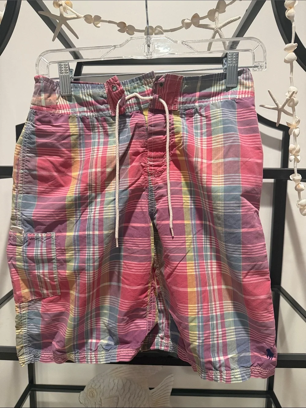 Polo by Ralph Lauren Pink Plaid Kids Swim Trunks